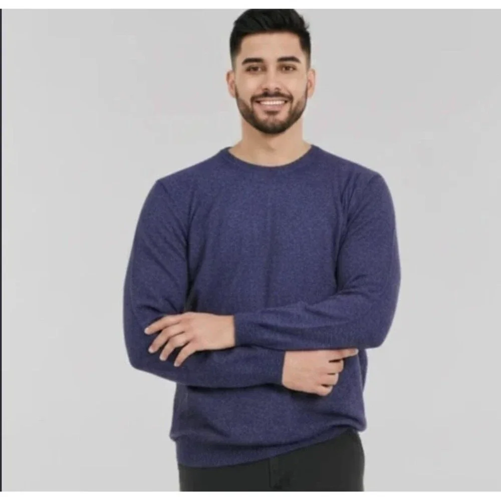 Club Room Luxury 100% Cashmere Men's Large Navy Blue Crewneck Sweater